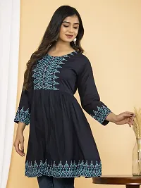 RATNAVALI Short Kurti for Women| Rayon Cotton Printed Straight Kurta | Women's Tunic Tops-thumb1