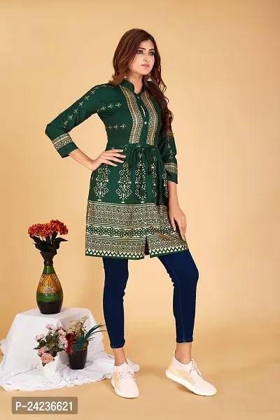 RATNAVALI Short Kurti for Women| Rayon Cotton Printed Straight Kurta | Women's Tunic Tops-thumb5