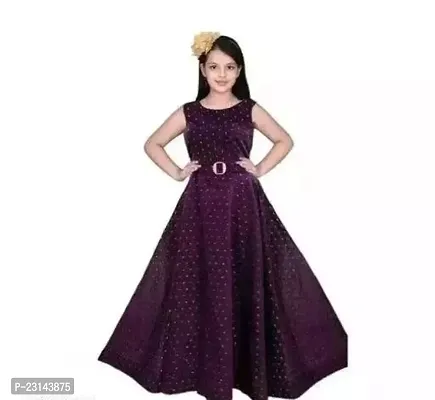 Alluring Purple Satin Ethnic Gowns For Girls