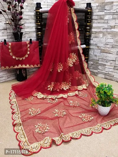 Beautiful Embroidered Net Sari-thumb0