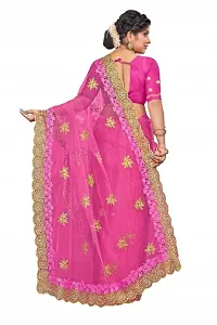 Beautiful Embroidered Net Sari-thumb3