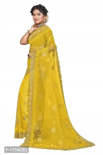 Beautiful Embroidered Net Sari-thumb3