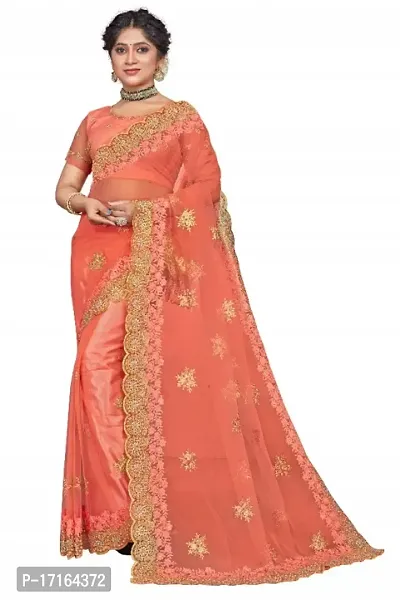 Beautiful Embroidered Net Sari-thumb0