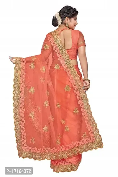 Beautiful Embroidered Net Sari-thumb2