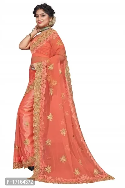 Beautiful Embroidered Net Sari-thumb3