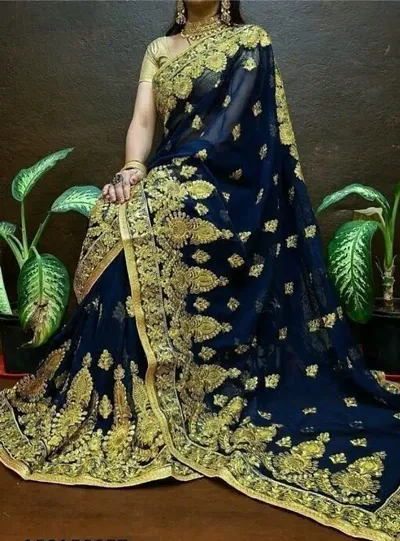 Embroidered Beautiful Georgette Saree