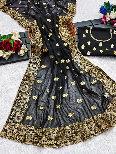 Elegant Georgette Saree with Blouse piece 