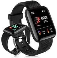 ID116 Bluetooth Smart Watch for Boys Android  iOS Devices Touchscreen Fitness Tracker for Men Women, Kids Activity with Step Counting Waterproof - Black-thumb1