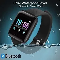 ID116 Bluetooth Smart Watch for Boys Android  iOS Devices Touchscreen Fitness Tracker for Men Women, Kids Activity with Step Counting Waterproof - Black-thumb2
