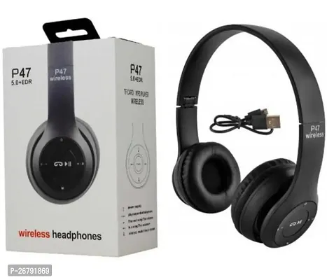 P47 Wireless Bluetooth Headphones with Microphone,Volume Control, Stereo FM,Memory Card Support-thumb0