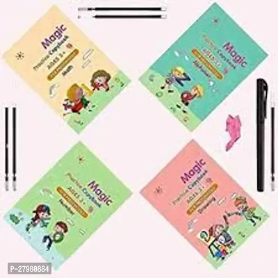 Magic Practice Book, Magic Book, Magic Practice Notepad for Kids, 4 Book + 1 Pen + 10 Refill + 1 Grip, Magic Practice Copy Book for Kids, Reusable Books for Kids-thumb2