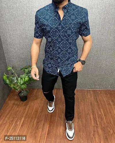 Stylish Cotton Multicoloured Printed Short Sleeves Shirt For Men