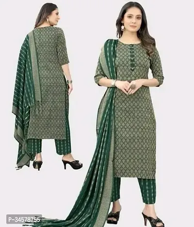 A-Line Green Printed Khadi Cotton Kurta-thumb0