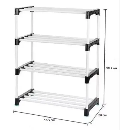 Classic Plastic Books and Shoe Stand 4 Shelves (Black)