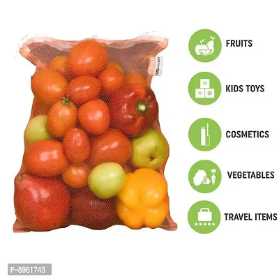 Fridge Storage Bags Reusable Mesh  Net Vegetable Storage Bags for Fridge Vegetable Fruit for Grocery Shopping  Washable Reusable ziplock Bags PACK OF 12-thumb2