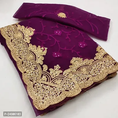 Women Net Embroidered Saree