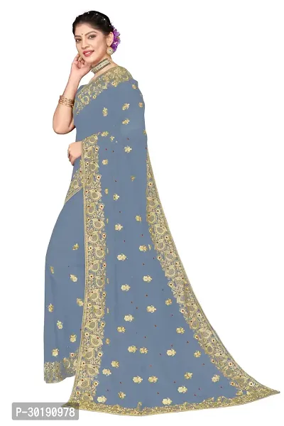 Women Georgette Embroidered Saree-thumb4