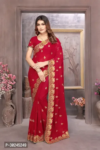 Beautiful Embroidered Georgettee Saree-thumb0