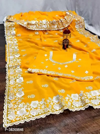 Beautiful Embroidered Georgettee Saree-thumb0