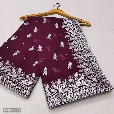 Beautiful Embroidered Georgettee Saree-thumb0