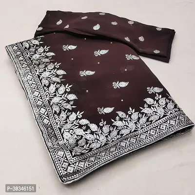 Beautiful Embroidered Georgettee Saree-thumb0