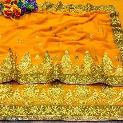 Beautiful Embroidered Georgettee Saree-thumb0