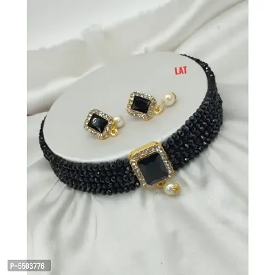 Fashionable Crystal Beads Choker Necklace Set-thumb0