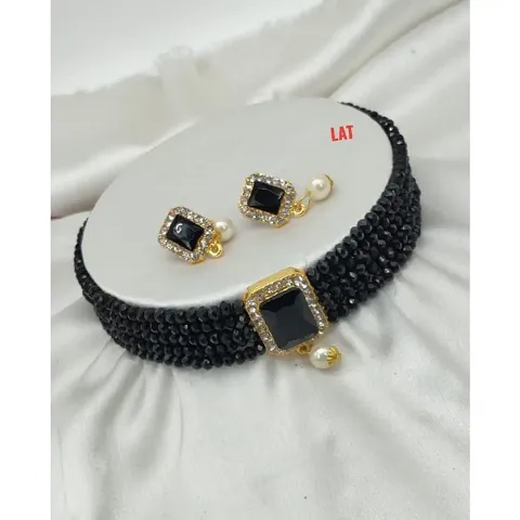 Crystal Beads Choker Necklace Set