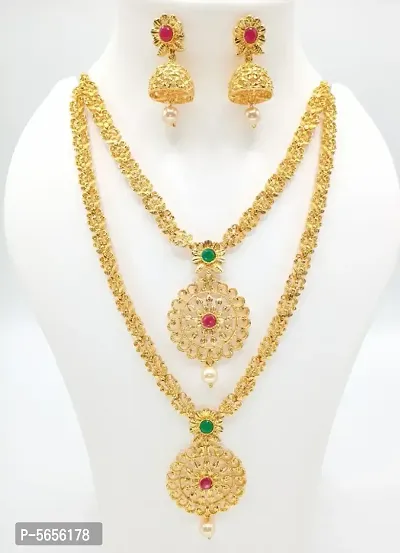Traditional South Gold-Plated Temple Jewellery Set-thumb0