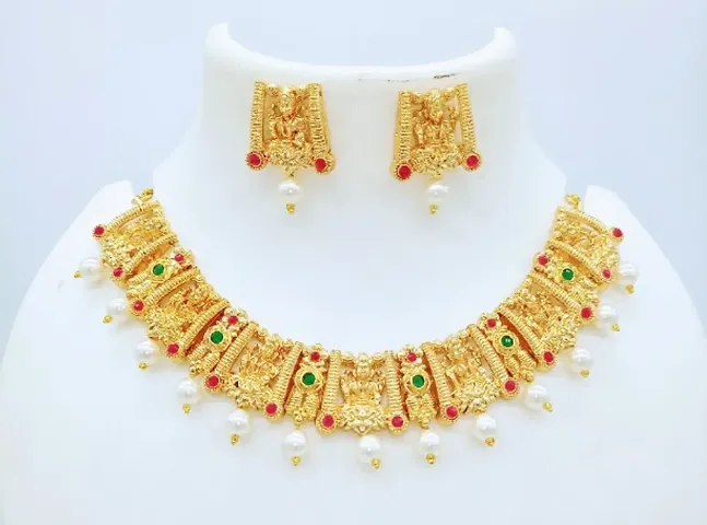 Gold Plated Traditional Special Alloy Jewellery Set 
