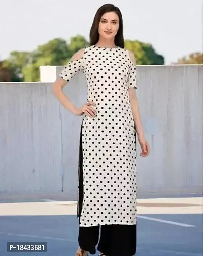 Elegant A-Line Cream Printed Crepe Kurta For Women-thumb0