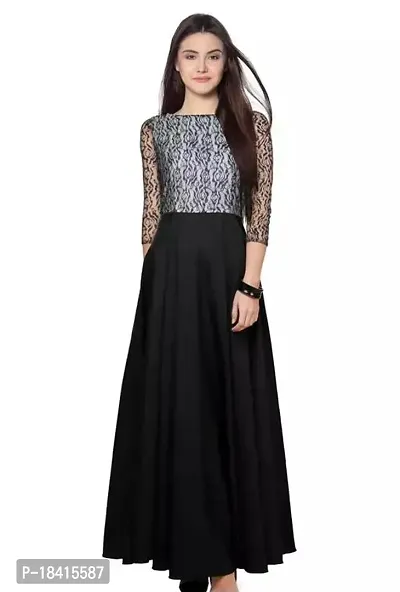 Stylish Black Crepe Textured A-Line Dress For Women