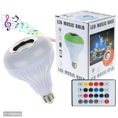 Color changing LED Music Smart Bulb with Bluetooth Speaker DJ Lights with Remote Control (Multicolor) Pack of 1-thumb0