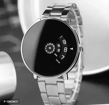 New Latest Silver Stainless Steel Black Round Dial Paidu Watch For Type of Casual  Party-Wear Watch Pack of 1-thumb0