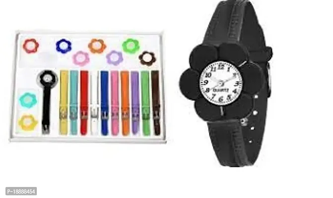 Analogue Multicolor Dial 11 Belt Strap Watch Watches for Girls and Boys Pack of 1
