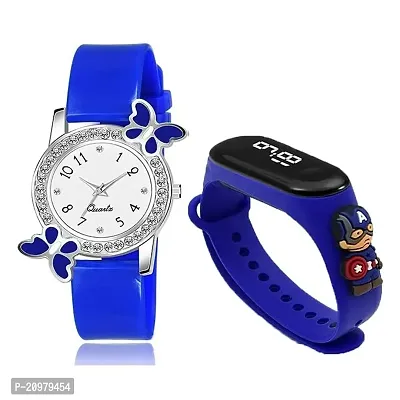 New Girls Butterfly Watch With Toy M2 Band Watch For Kids (Pack of 2)