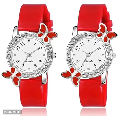 New Girls Butterfly Analog Watch (Pack of 2)-thumb0