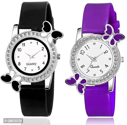Attractive Girls Analog Butterfly Watch (Pack of 2)