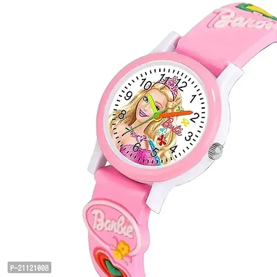 Barbie Pink Strap White dial Analog Wrist Watch (Pack of 1) Analog Watch - For Girls.
