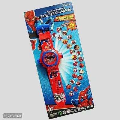 24 Images Unisex Kids Spider Man Rubber Digital Wrist Projector Watch with Spiderman Unique Projector Digital Toy Watch for Kids (Pack of 1)