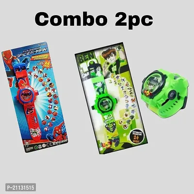 24 Images Unisex Kids Spider Man With BEN 10  Rubber Digital Wrist Projector Watch with Spiderman Unique Projector Digital Toy Watch for Kids (Pack of 2)-thumb0