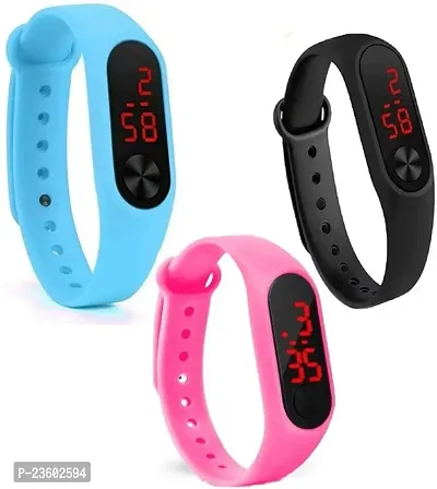 Trendy Looking Design Wrist Digital Band Watch For Kids (Pack of 3)