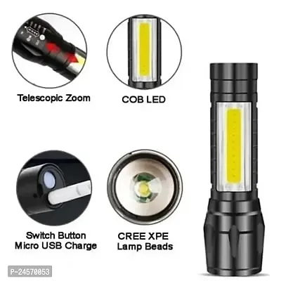 Mini Rechargeable Pocket Light Zoom COB USB Charging Led Water Proof Torch (Pack of 2)-thumb4