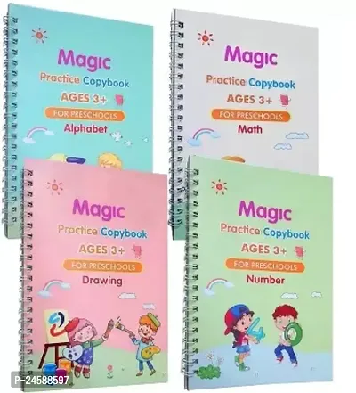 Sank Magic Practice Copybook, 4 Book, Hand Lettering Practical Reusable Writing Book-thumb0