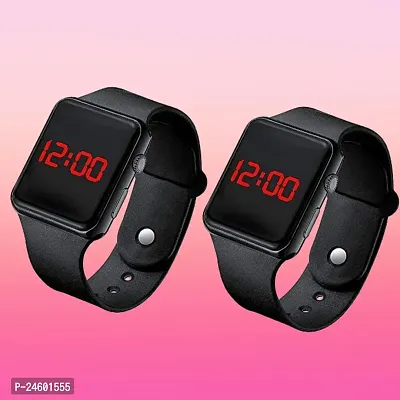 Attractive Black Square Digital LED Watch For Kids (Pack of 2)-thumb0