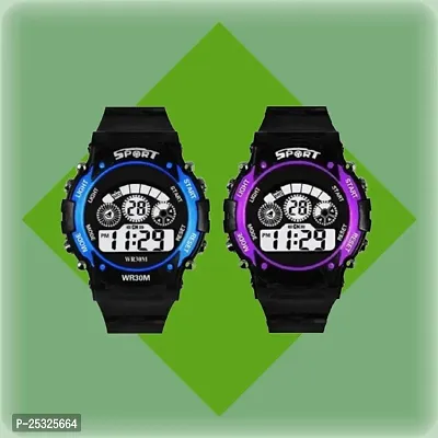 Fashionable Digital 7 Light Watch For Kids Pack of 2
