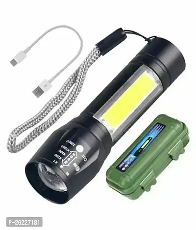 Mini Rechargeable Pocket Torch Light Zoom COB USB Charging Led Water Proof DP Torch (Black, 9 cm, Rechargeable) (pack of 1)