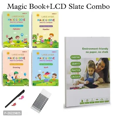 Lcd Slate With Sank Magic Combo: Reusable Writing Book + LCD Tablet Best gift For Kids Combo Return Birthday Gift And kids toys