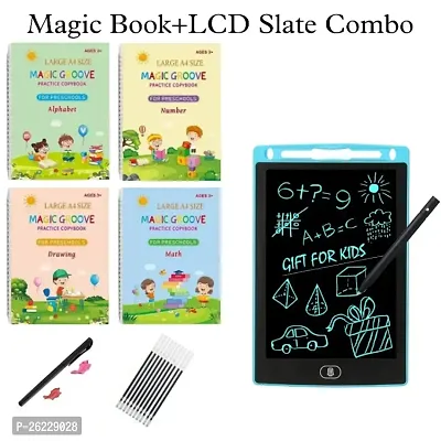 Lcd Slate With Sank Magic Combo: Reusable Writing Book + LCD Tablet Best gift For Kids Combo Return Birthday Gift And kids toys-thumb0