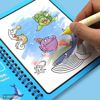(Pack of 1) Reusable Magic Water Quick Dry Book Water Coloring Book Doodle with Magic Pen Painting Board for Kids, Children Education Drawing Pad-thumb2